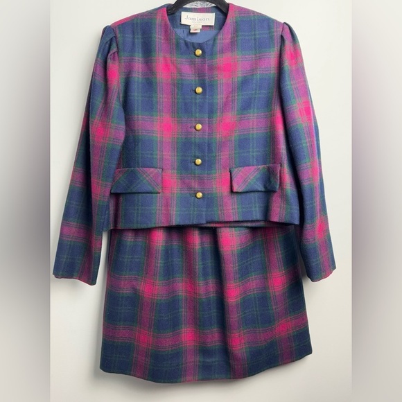 jamison boutique Jackets & Blazers - Vintage Jamison Plaid Skirt Suit Set | Purple Pink Tartan | 90s Preppy 2-Piece
